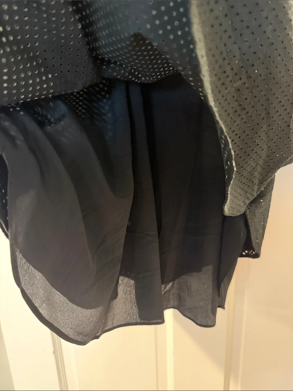 Brunello Cucinelli Black Eyelet Peasant Blouse with Silver Trim